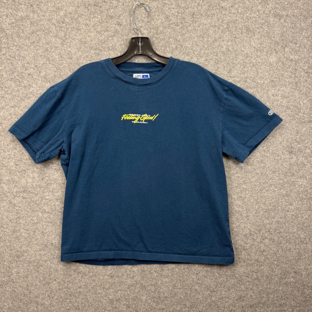 TommyInnit Feeling Good City Graphic T-Shirt Mens Large Teal Blue 2022 Merch